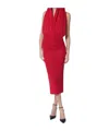The Andamane Annie Hooded Midi Dress Open Back In Red