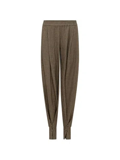The Andamane Renee Button-cuff Tapered Trousers In Brown