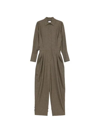 The Andamane Side-seam Pocket Shirt Collar Button-down Dress In Gray