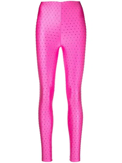 The Andamane Rhinestone Embellished Leggings In Fuchsia