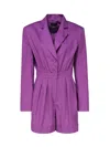 The Andamane Rina Lapel-collar Pleated Playsuit In Amethyst
