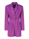 The Andamane Rina Lapel-collar Pleated Playsuit In Purple