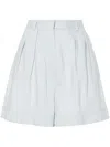 The Andamane Light Blue Shorts With Pinces In Linen Blend Woman