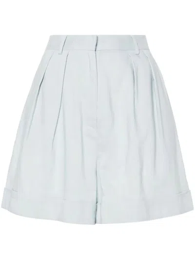 The Andamane Rina High Waist Linen Blend Shorts In Blu