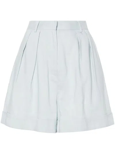 The Andamane Rina High Waist Linen Blend Shorts In Blue