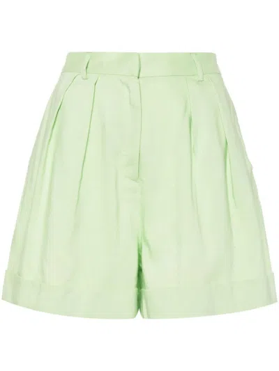 The Andamane Rina Pleated Tailored Shorts In Green