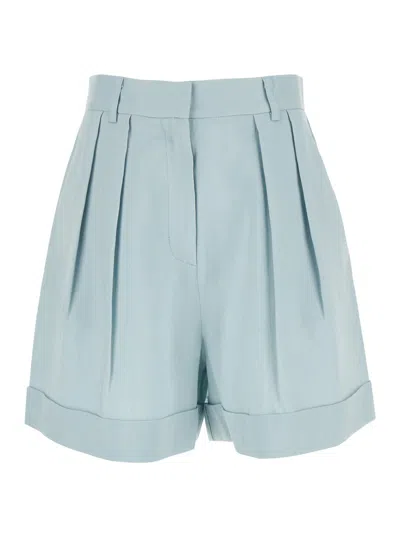 THE ANDAMANE LIGHT BLUE SHORTS WITH PINCES IN LINEN BLEND WOMAN