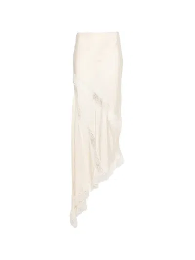 The Andamane Rosetta Lace-detail Asymmetric Midi Skirt In Neutral