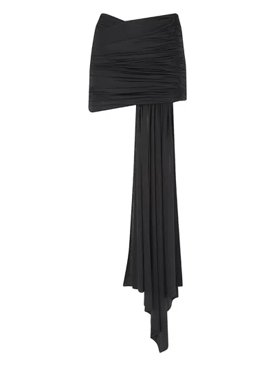 The Andamane Ruched Drape Skirt In Black