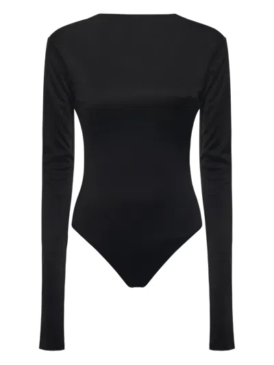 The Andamane Sabrina Long-sleeve Bodysuit In Black