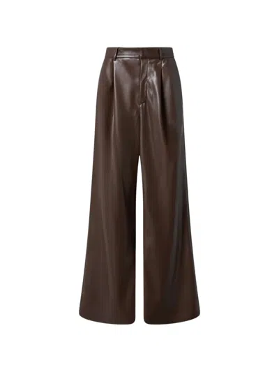 The Andamane Sasha Pleated Faux-leather Trousers In Brown