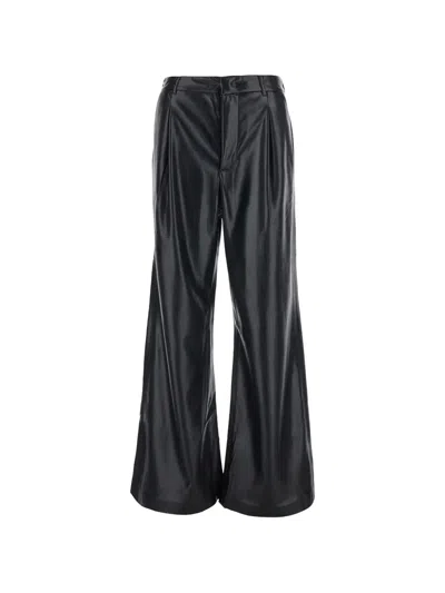 The Andamane Sasha High-waisted Baggy Trousers In Faux Leather In Black