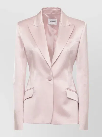 The Andamane Satin Blazer Peak Lapel Breast Pocket In Pink