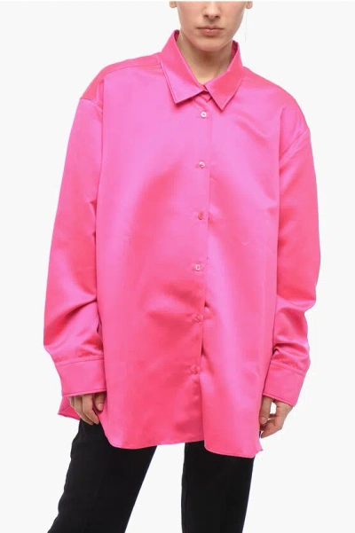 The Andamane Satin Oversized Shirt In Pink