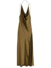 The Andamane Draped Neckline Halter Neck Open Back Dress In Neutrals