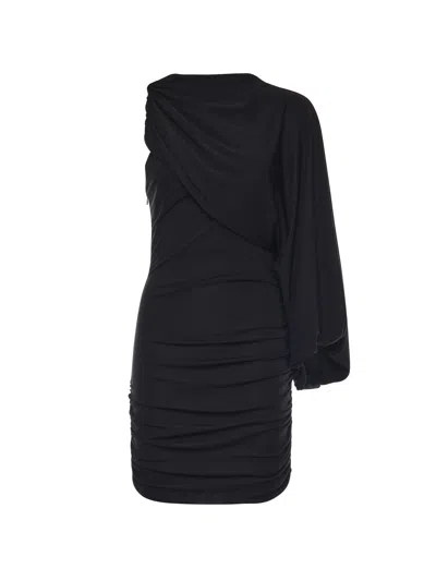 The Andamane Selene One-shoulder Mini Dress In Black