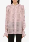 The Andamane Pink Semi-transparent Silk Polka Dot Shirt Women In Pink