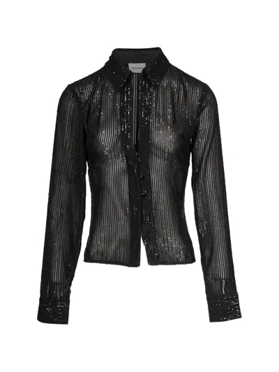 The Andamane Sequin-embellished Sheer Shirt In Black
