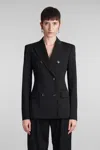 The Andamane Stretch Polyester Blazer With Button Detailing In Black
