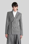 The Andamane Shannon Blazer In Grey Polyester In Gray