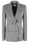 The Andamane Shannon Double Breast Fitted Blazer In Gray