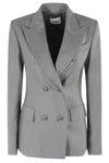 The Andamane Shannon Double Breast Fitted Blazer In Gray
