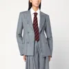 The Andamane Shannon Grey Pinstriped Double-breasted Jacket In Blue
