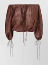 The Andamane Sheer Drawstring Long Sleeve Top