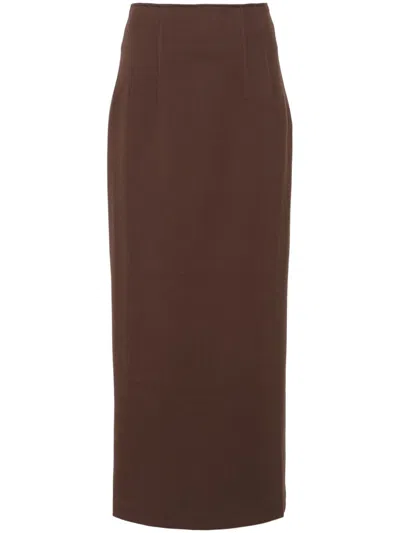 The Andamane Maxi Skirt With Back Slit And High Waist In Brown