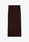 The Andamane Maxi Skirt With Back Slit And High Waist In Brown