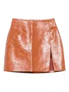 The Andamane Mini Skirt With Leather Effect And Side Slit In Orange