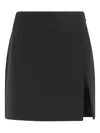 The Andamane Fitted Black Mini Skirt With Subtle Slit Detail In Black