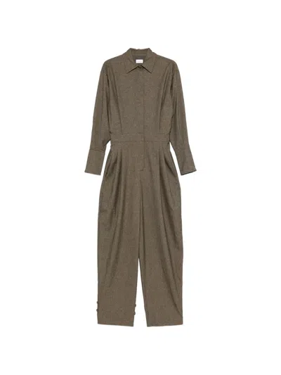 The Andamane Side-seam Pocket Shirt Collar Button-down Dress In Gray