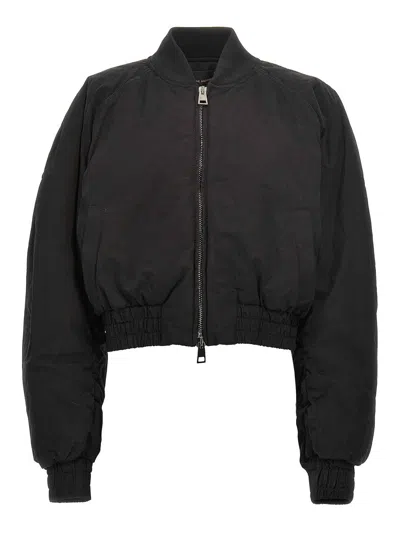The Andamane Sierra Cropped Bomber Jacket In Black