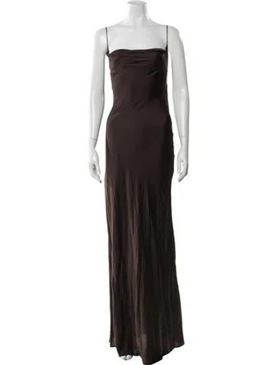 Pre-owned The Andamane Silk Long Dress In Brown