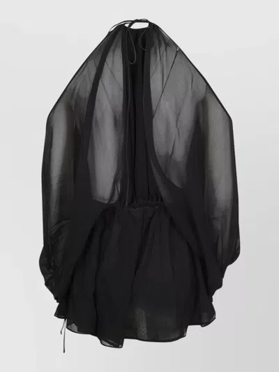 The Andamane Silk Off-the-shoulder Puff-sleeve Playsuit In Black