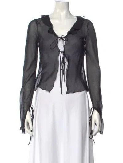 Pre-owned The Andamane Silk Tie Neck Blouse W/ Tags In Gray