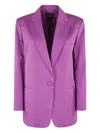 The Andamane Amethyst Satin Cotton Blazer In Pink