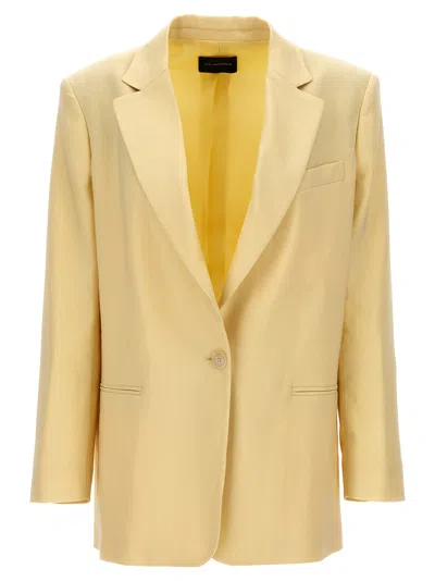 The Andamane Single-breasted Linen Blazer In Yellow