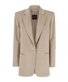The Andamane Guia Beige Single-breasted Jacket With Notched Revers And Shoulder Pads In Wool Blend Stretch Woman In Nude