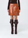 The Andamane Mini Skirt With Leather Effect And Side Slit In Brown