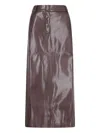 The Andamane Bordeaux Faux Leather Midi Skirt In Brown