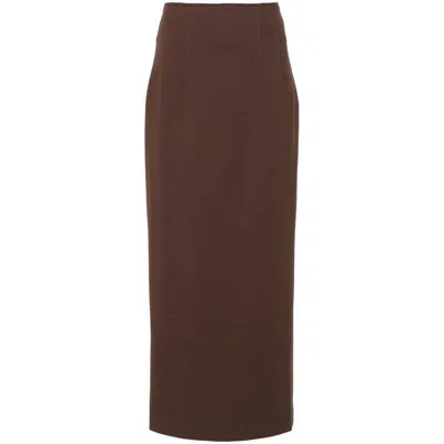 The Andamane Shelby Wool Blend Maxi Skirt In Brown