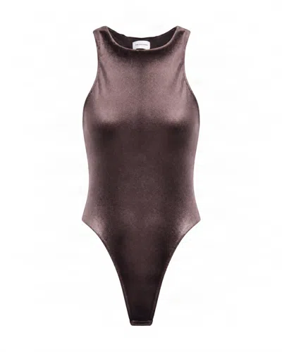 The Andamane Sleeveless High-neck Bodysuit In Dark Brown