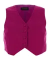 The Andamane Sleeveless V-neck Vest With Belted Waist In Purple