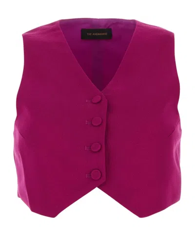 The Andamane Tyrian Purple Button-up Cropped Waistcoat