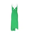 The Andamane Silk Dress With Unique Hemline And Front Cut-outs In Green