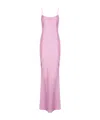 The Andamane Draped Back Satin Finish Spaghetti Straps Dress In Pink