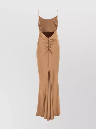 The Andamane Spaghetti Straps Maxi Dress With Cut-out Detail In Brown