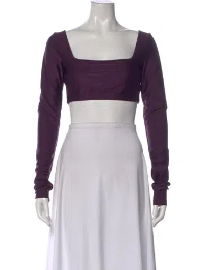 Pre-owned The Andamane Square Neckline Long Sleeve Crop Top In Purple